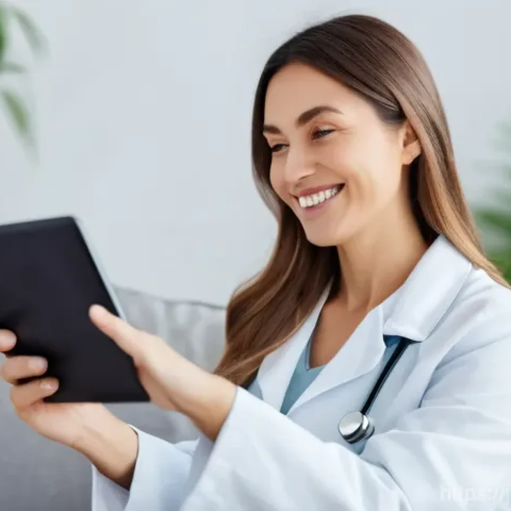 아이티에서 의료 서비스와 병원 이용 방법 - Online Consultation: A New Era of Home Healthcare**
A warm and inviting scene depicting a woman in h...