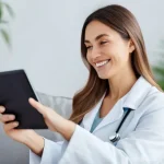 아이티에서 의료 서비스와 병원 이용 방법 - Online Consultation: A New Era of Home Healthcare**
A warm and inviting scene depicting a woman in h...